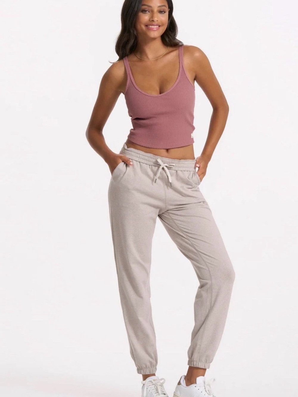 Vuori Ribbed Crossback Camisole in Dusty Rose - Picture 8 of 8